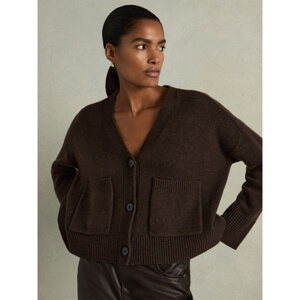 REISS ROSIE Wool Cashmere Patch Pocket Cardigan